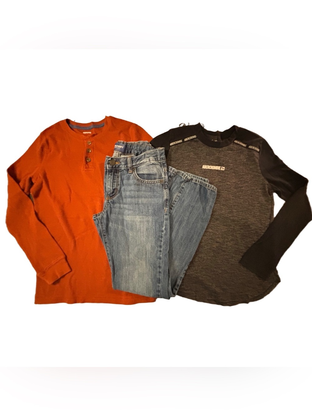 Lot Boys Shirts & Jeans Size Large 10-12 Abercrombie Old Navy Adjustable Waist